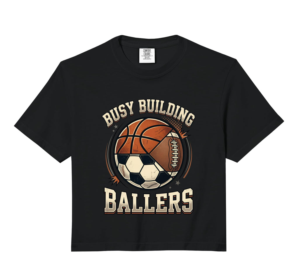 Funny Busy Raising Ballers Football Sweatshirt - Graphic Print Unisex