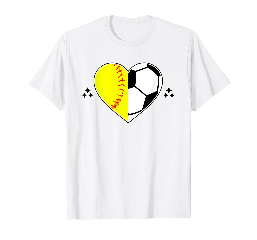 Soccer And Softball Heart Catcher T-Shirt - Custom Art Print Unisex