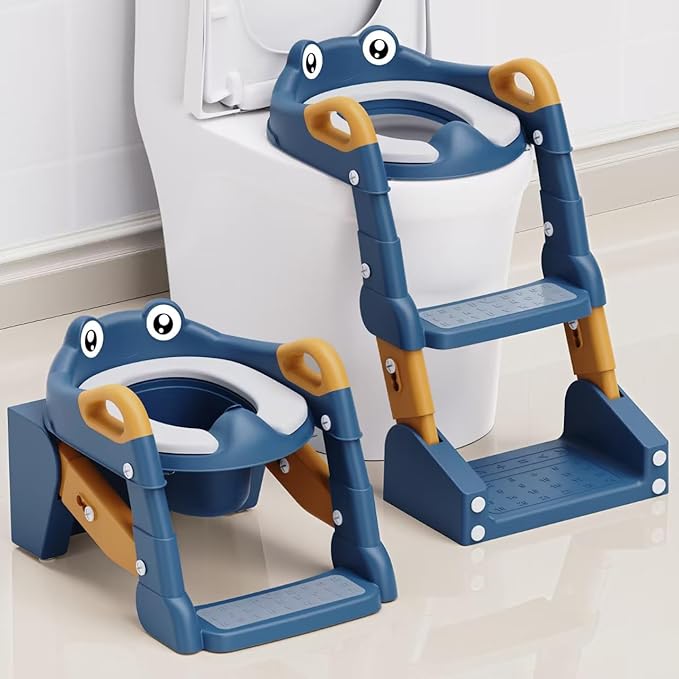 Potty Training Seat, Toddler Potty Training Toilet, Upgrade 2 In 1 Toddler Toilet Seat with Steps Stool Splash Guard and Anti-Slip Pad Soft Cushion, Potty Seats for Toddlers Baby Kids