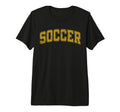 Soccer Varsity Yellow Text Tri Blend T-Shirt - Trendy Graphic Unisex