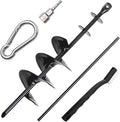 Dog Tie Out Stake for Large Dogs – Heavy Duty In-Ground Dog Anchor up to 210 lbs – Secure Tether Stake for Yard, Camping & Beach – Easy Install with Tool, Works with Tie Out Cable & Leash, Black