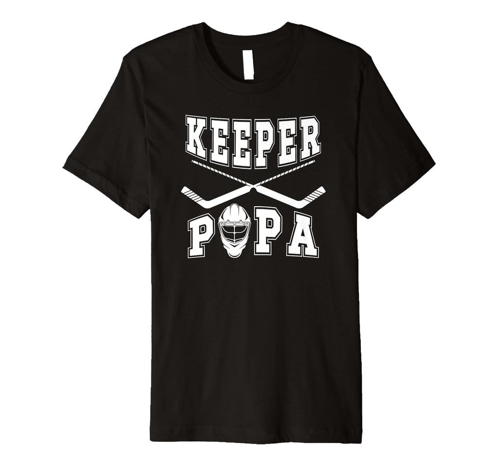Mens Ice Hockey Keeper Papa Ice Hockey T-Shirt - Minimalist Print Unisex