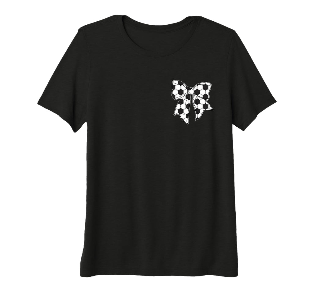 Womens Soccer Bow Game Day Coquette T-Shirt - Custom Art Print Men Women