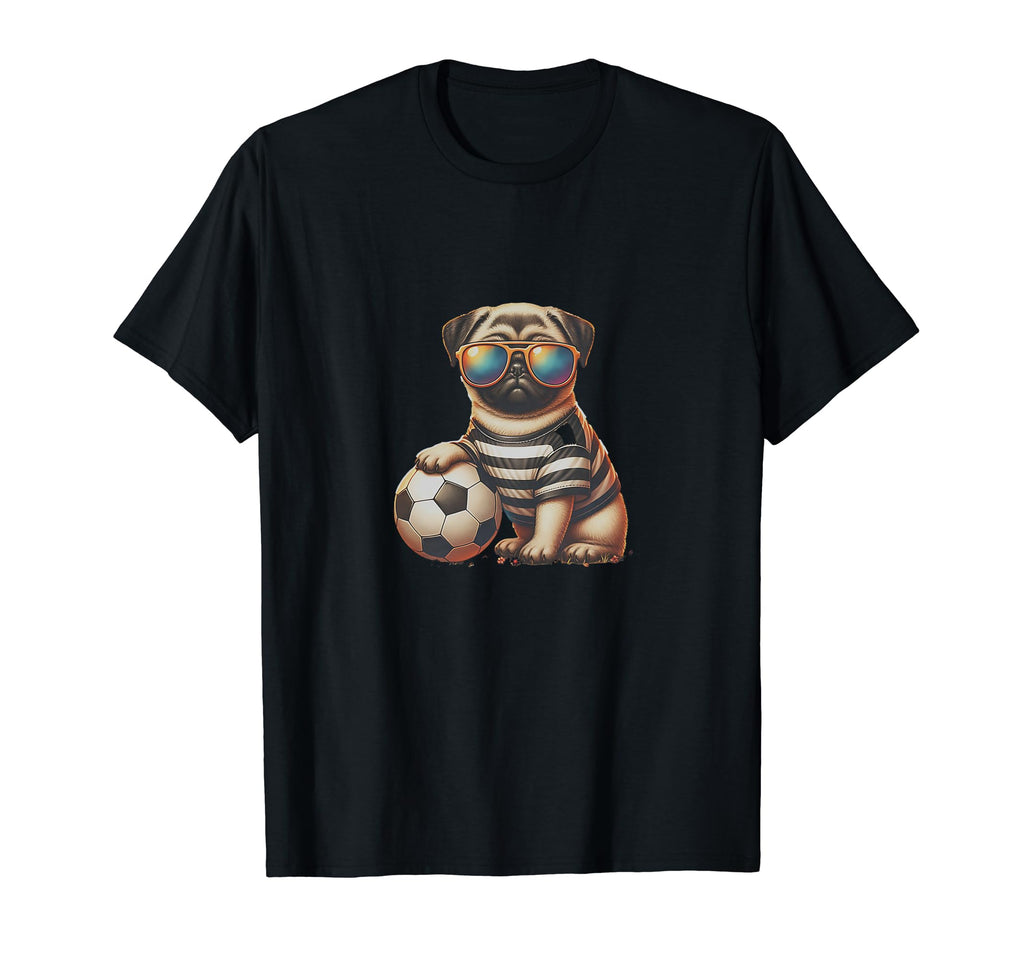 Pug Dog Soccer Champion Fan T-Shirt - Novelty Apparel for Adults