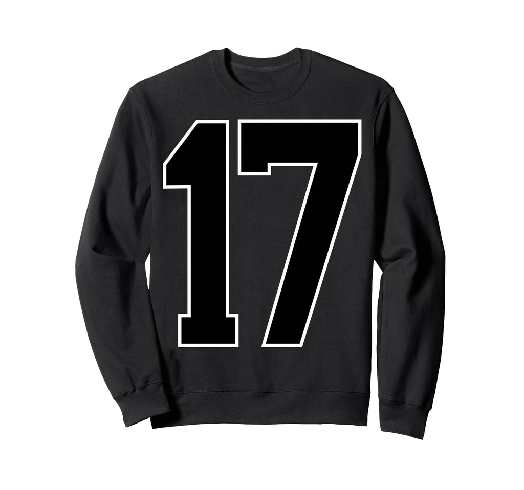 Black Sports Team Number 17 Fan Sweatshirt - Casual Everyday Wear Men Women