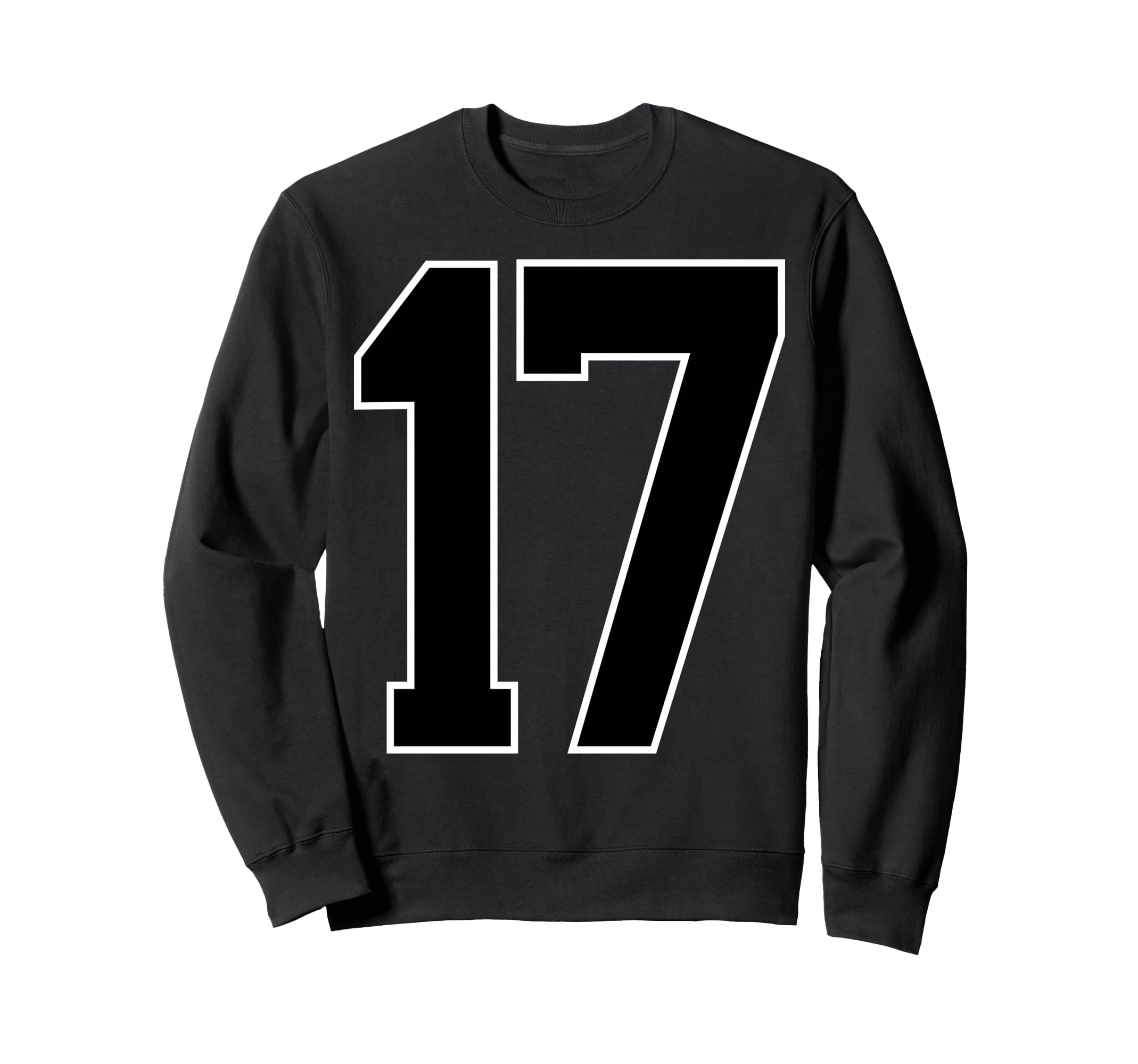 Black Sports Team Number 17 Fan Sweatshirt - Casual Everyday Wear Men Women