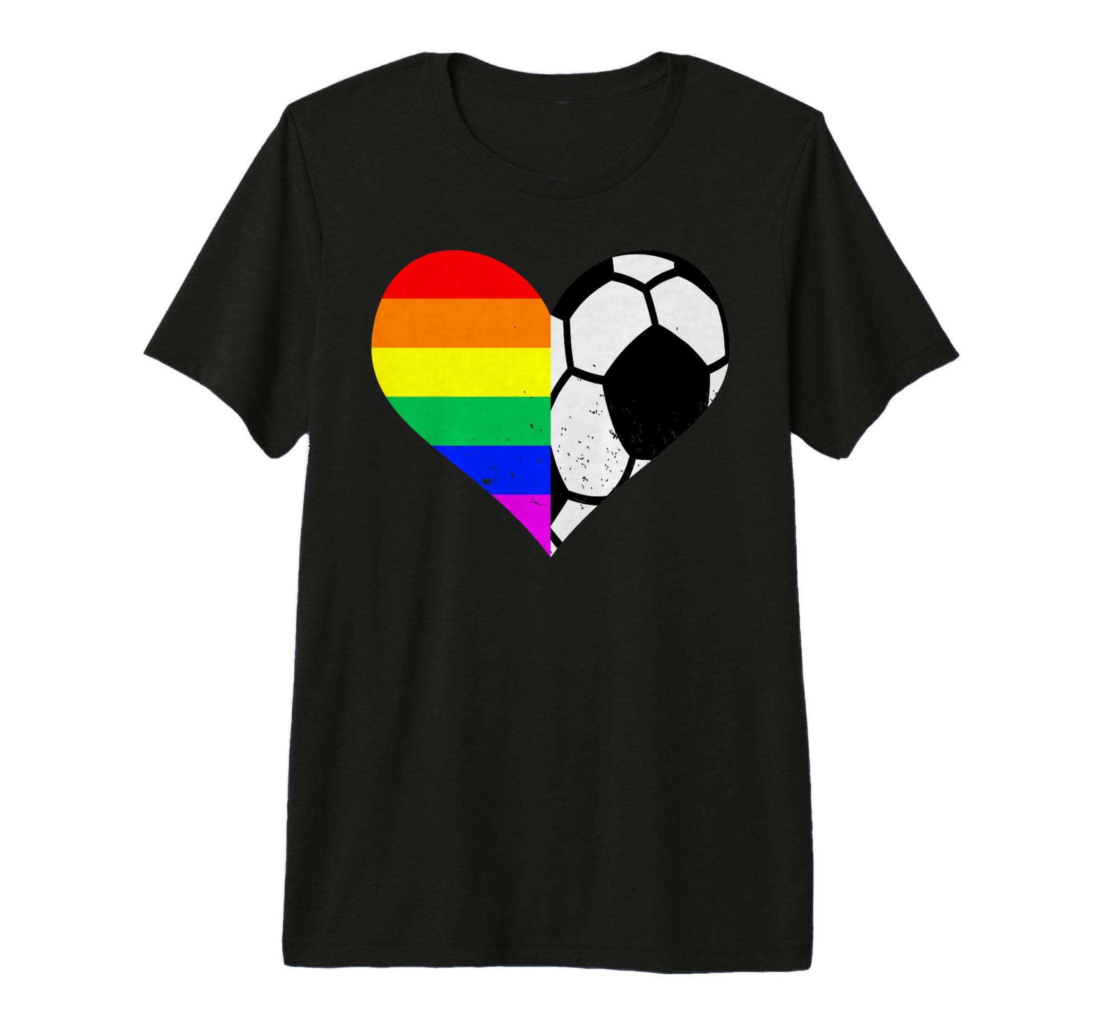 Soccer Lgbt Pride Month Rainbow Heart T-Shirt - Novelty Apparel for Adults