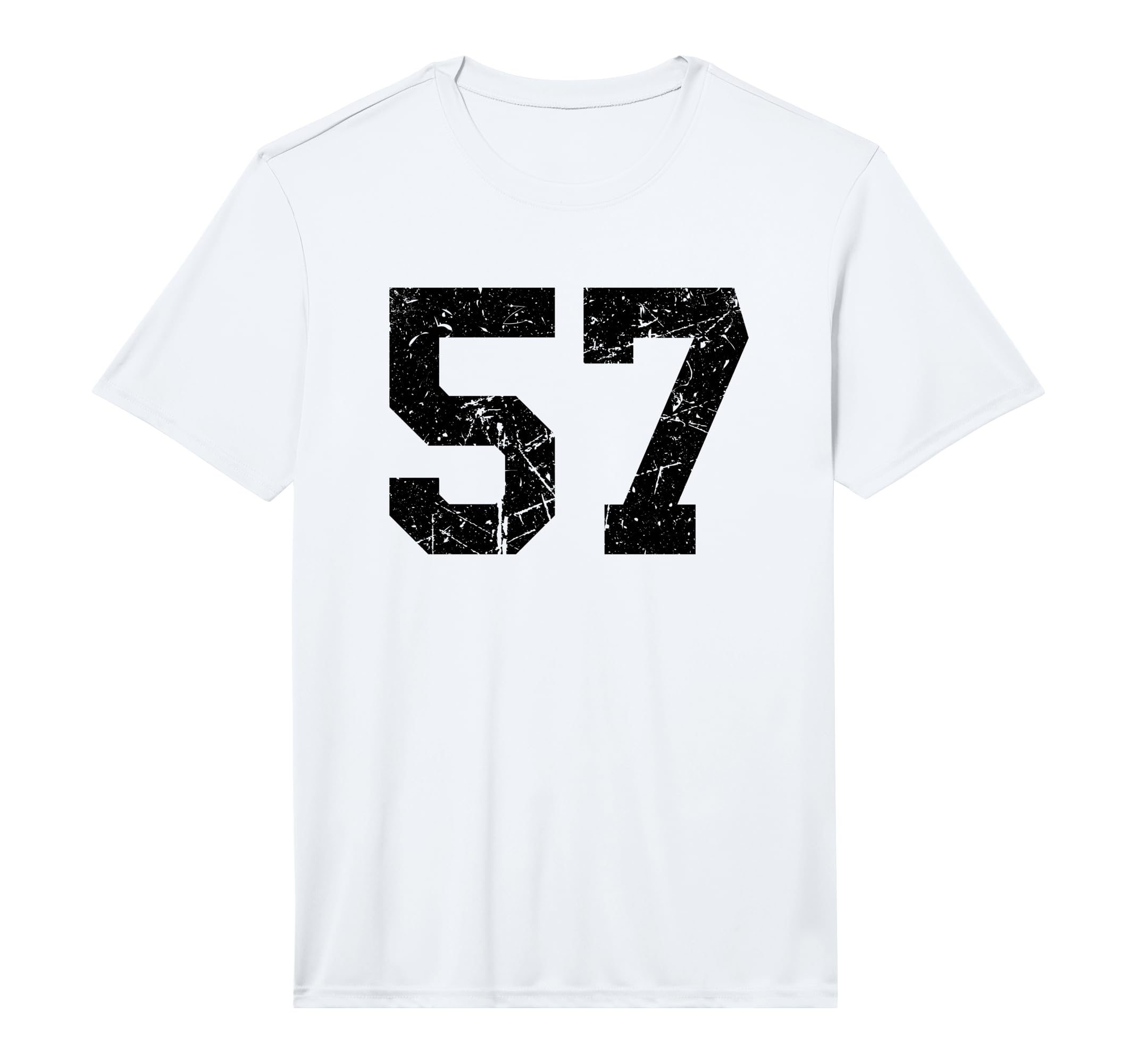 Distressed Number 57 Sport Black T-Shirt - Custom Art Print for Adults