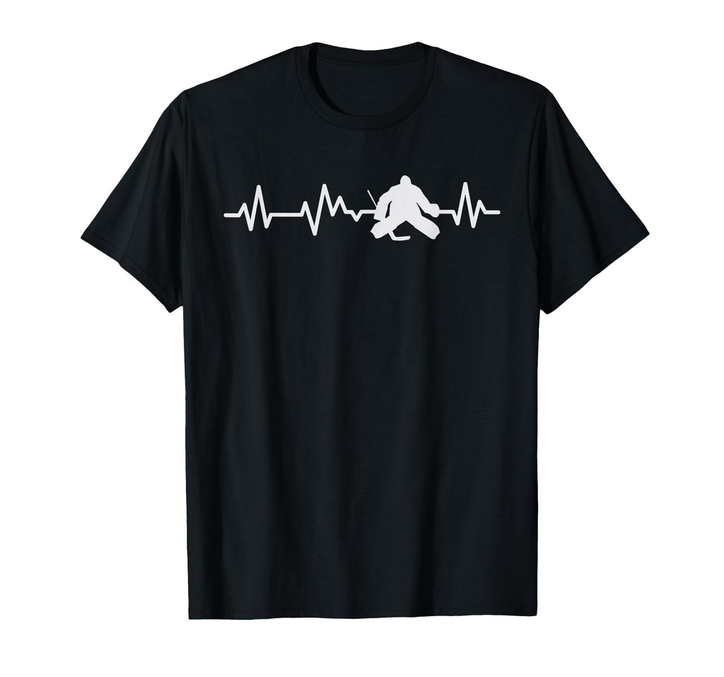 Ice Hockey Goalie Heartbeat Line T-Shirt - Casual Everyday Wear Unisex
