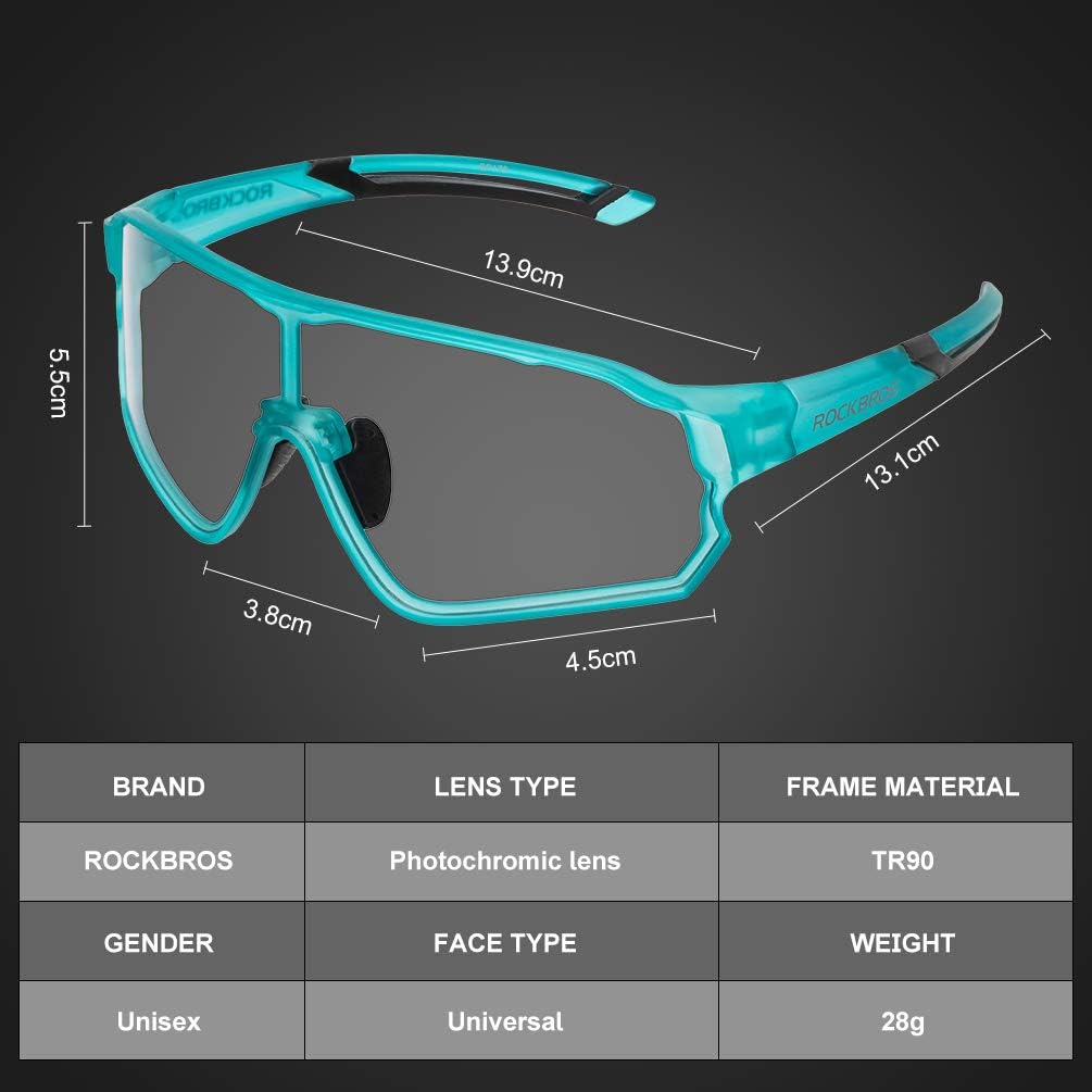 Aerodynamic Windproof Photochromic Cycling Sunglasses