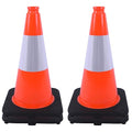 OrangeStar 4-Pack 18" Traffic Cones with Weighted Rubber Base, 6" Reflective Collar, Orange Safety Cones for Parking Lot, Road Construction, Warehouse, Highway, Weatherproof PVC