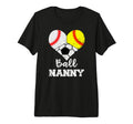 Ball Nanny Heart Funny Baseball Softball T-Shirt - Graphic Print Men Women
