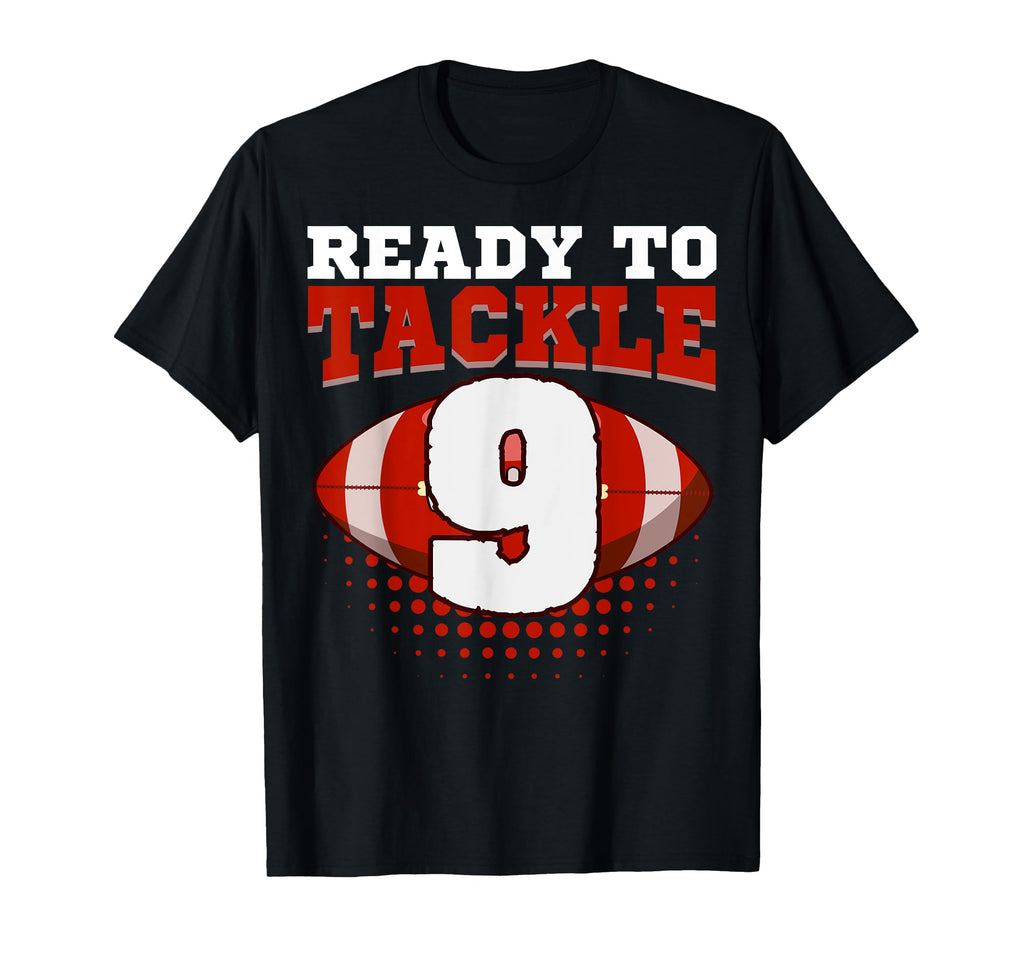 Football 9Th Birthday Player Tackle Team T-Shirt - Minimalist Print Unisex