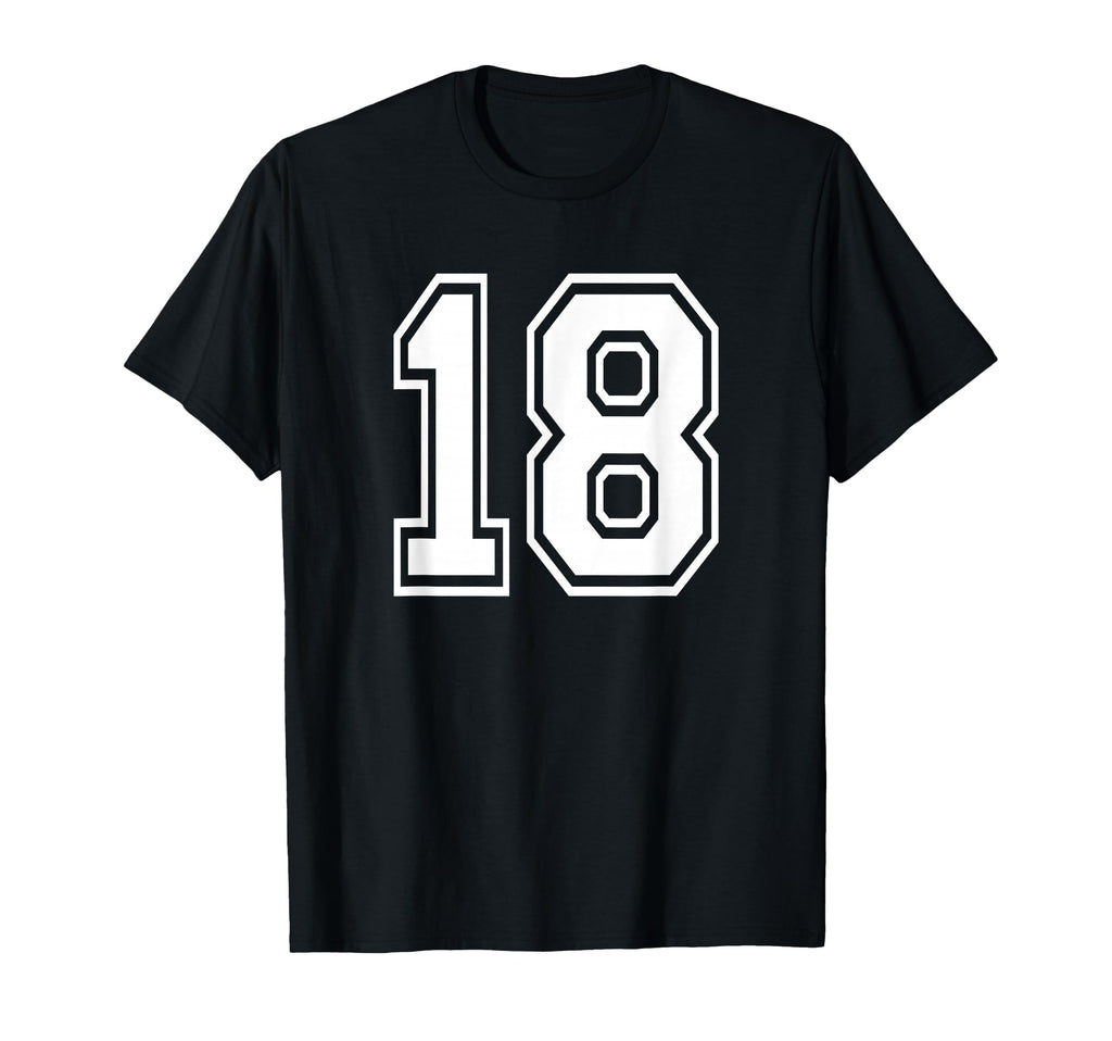 Number 18 Numbered Uniform T-Shirt - Casual Everyday Wear for Adults