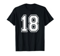 Number 18 Numbered Uniform T-Shirt - Casual Everyday Wear for Adults
