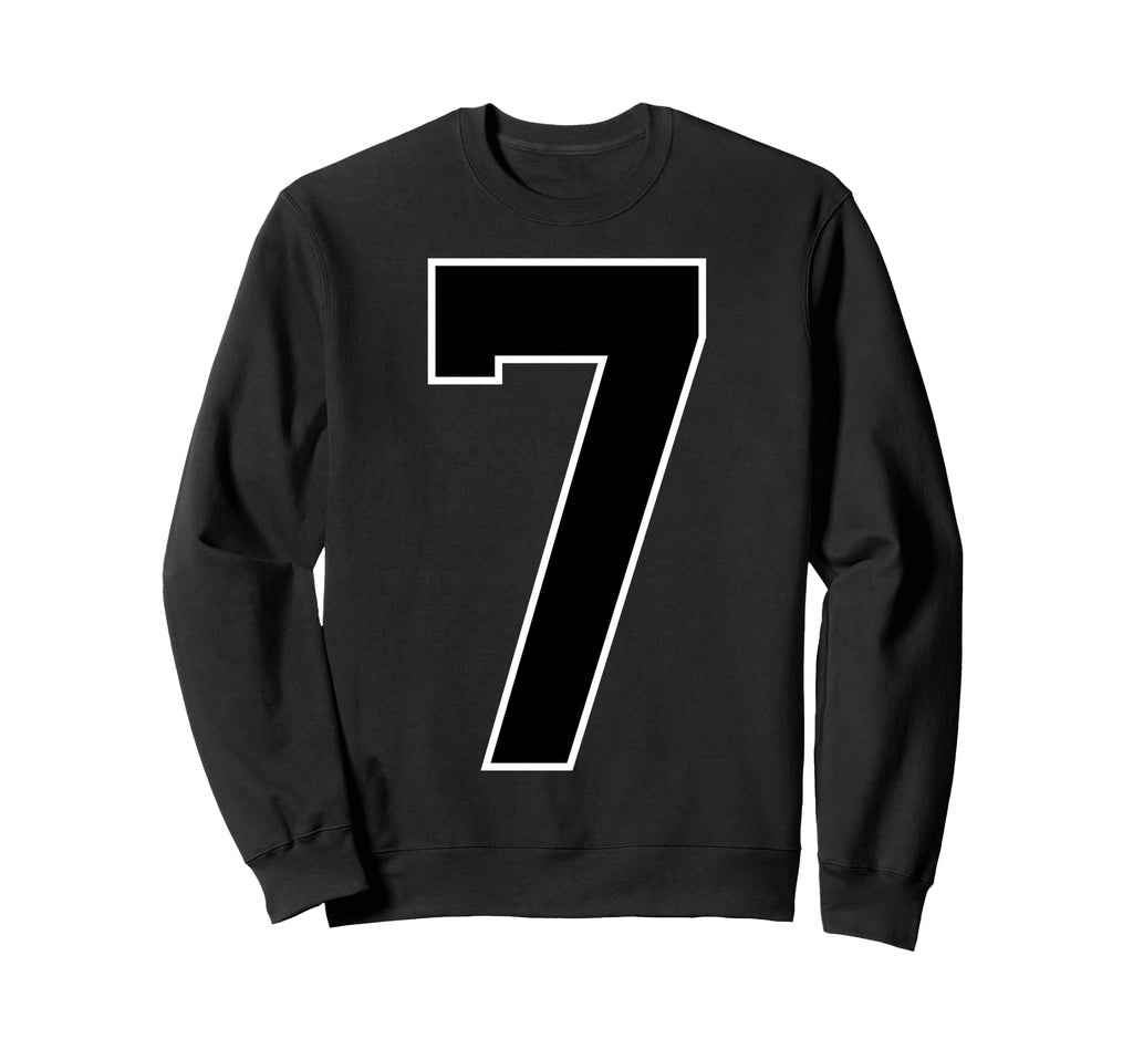 Black Sports Team Number 7 Fan Sweatshirt - Custom Art Print Unisex