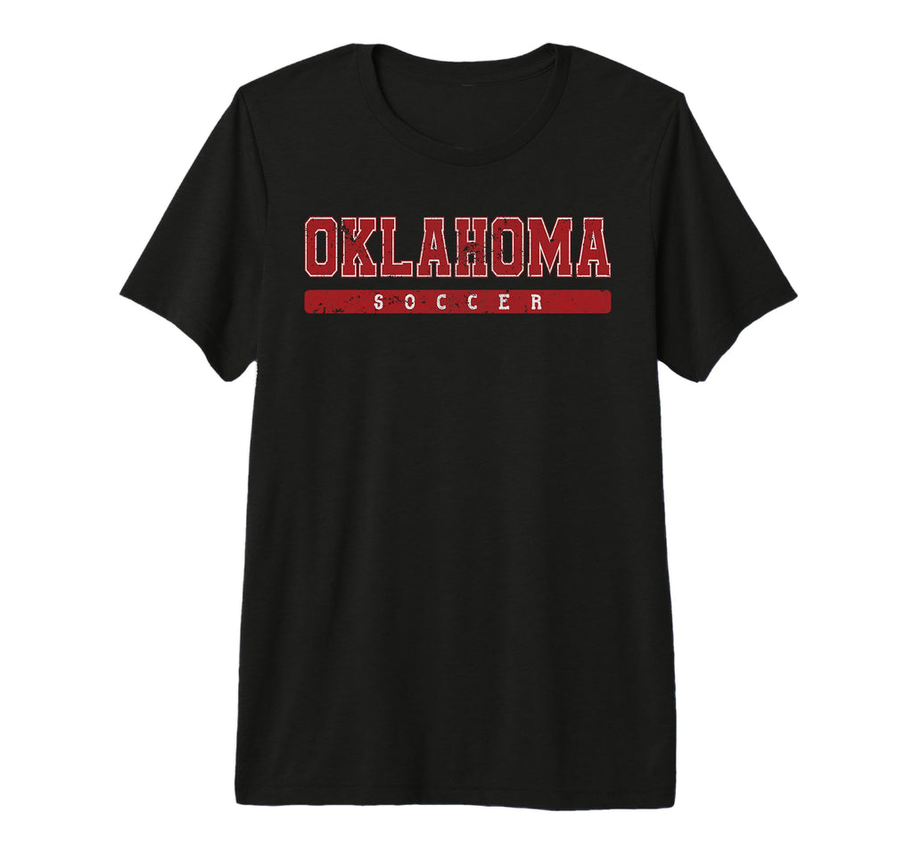 Oklahoma Soccer Red Text Tri Blend T-Shirt - Fun Novelty Design for Adults