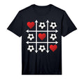 Soccer Valentine Heart Tic Tac Toe T-Shirt - Fun Novelty Design for Adults
