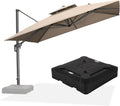 PURPLE LEAF 11ft Patio Umbrella with Base Included Large Offset Umbrella Hanging Double Top Square Cantilever Outdoor Umbrella for Garden Deck Backyard Pool Taupe