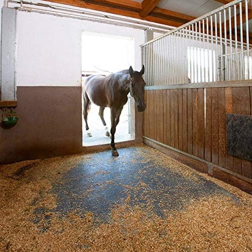 American Floor Mats - Heavy Duty Horse Mats - Slip Resistant, Durable - Black - 14" x 14" Square Tiles - 49 Tiles Total - 0.375" Thick