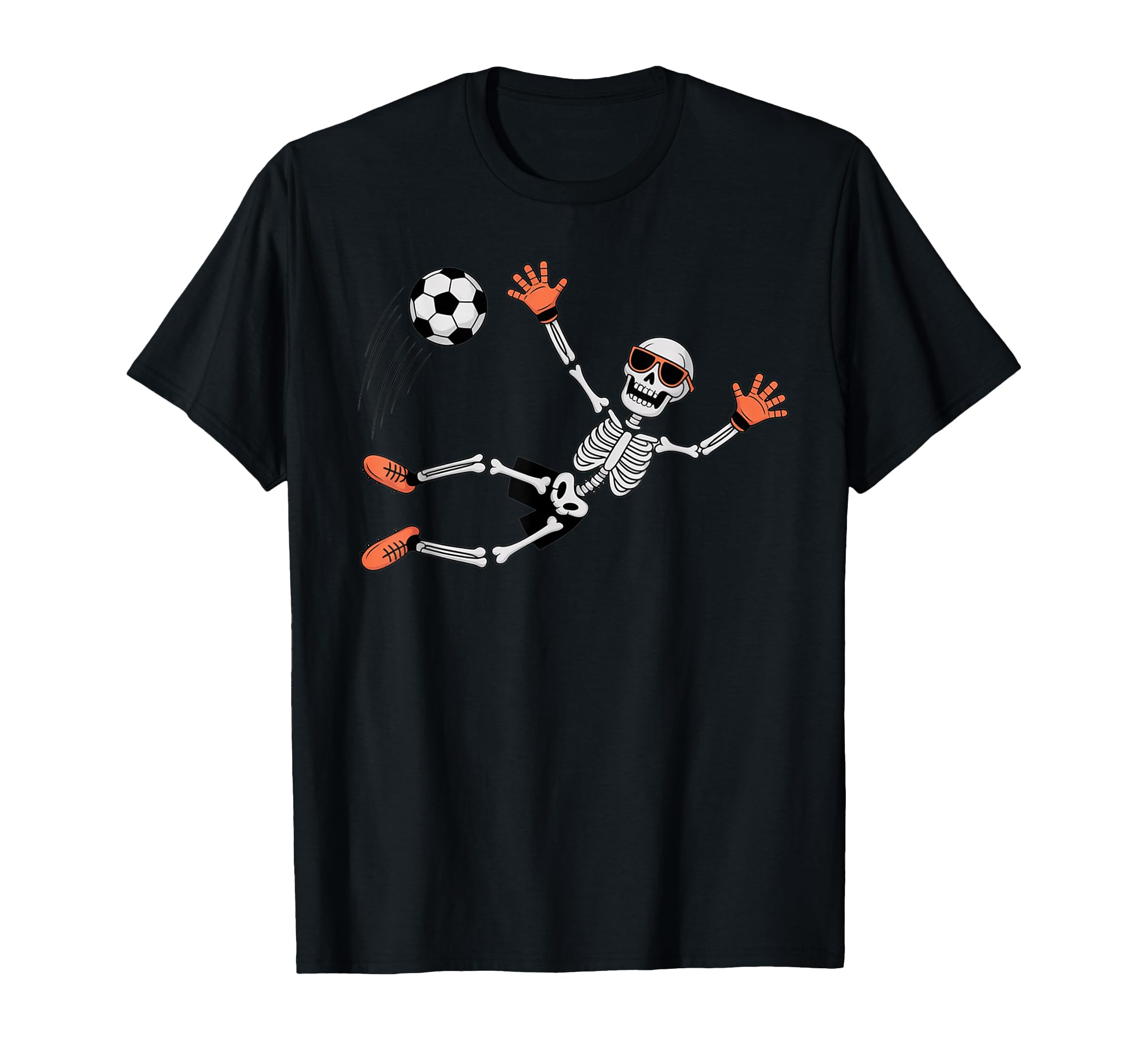 Skeleton Soccer Goalkeeper Halloween Sport T-Shirt - Trendy Graphic Unisex