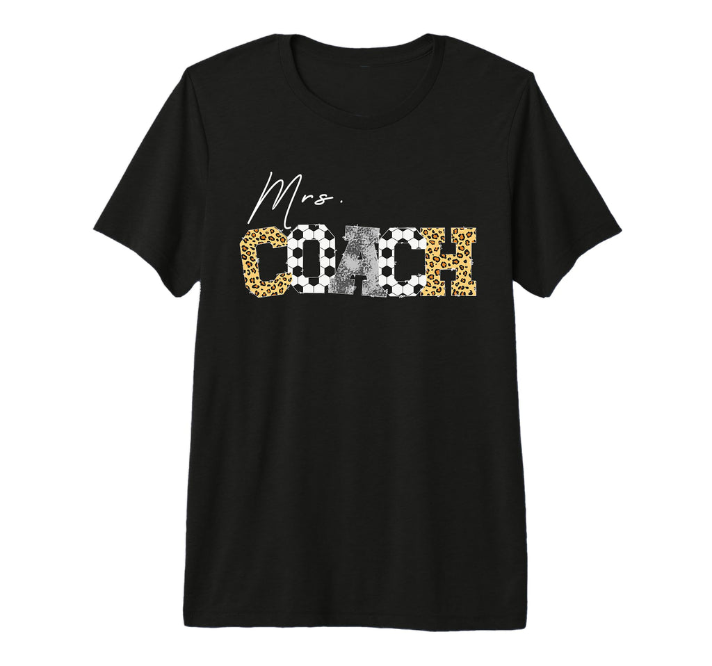Mrs Coach Leopard Soccer Coach Wife T-Shirt - Custom Art Print Unisex