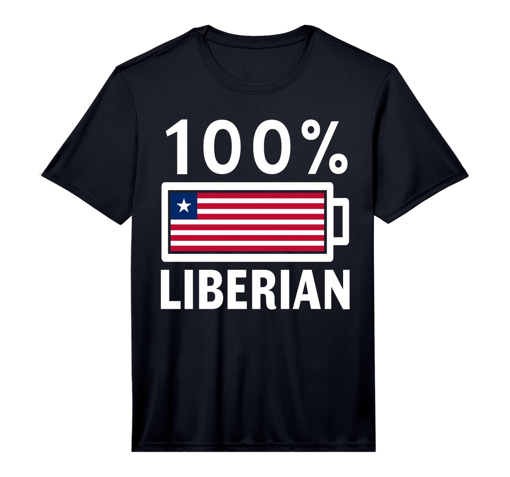 Liberia Flag 100 Liberian Battery T-Shirt - Fun Novelty Design for Adults