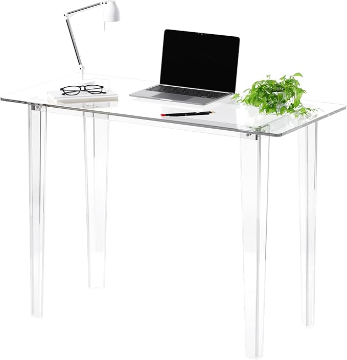 Acrylic Desk, Modern Study Table for HomeOffice-Extended Surface Multi-Purpose Console & EntrywayTable, Sturdy Lightweight Design (42.5-inch, Transparent)