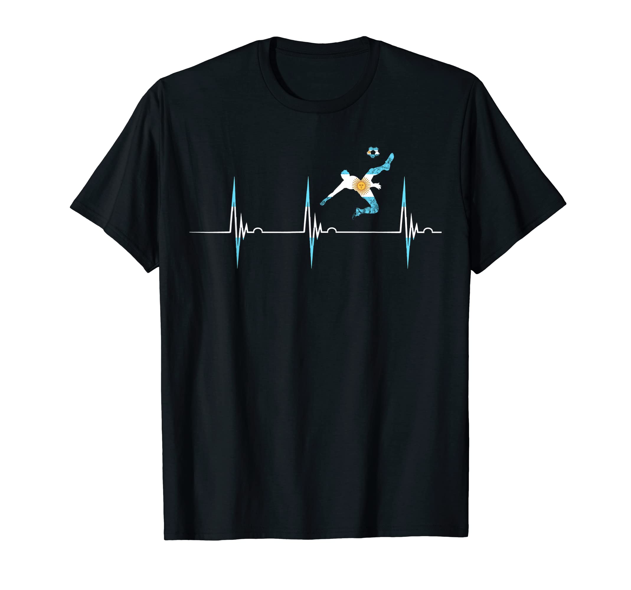 Argentina Flag Heartbeat Ekg Pulse T-Shirt - Fun Novelty Design Unisex