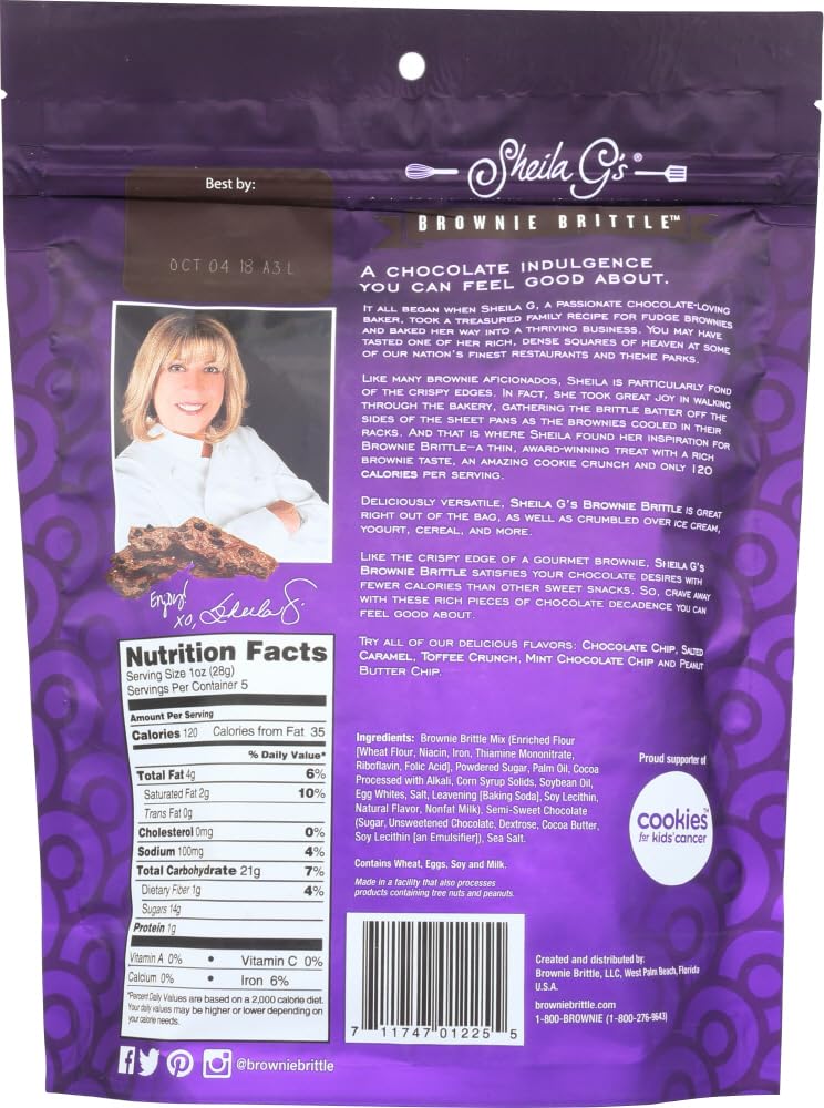Sheila G's Brownie Brittle, Dark Chocolate Sea Salt, 5 oz, Case of 6