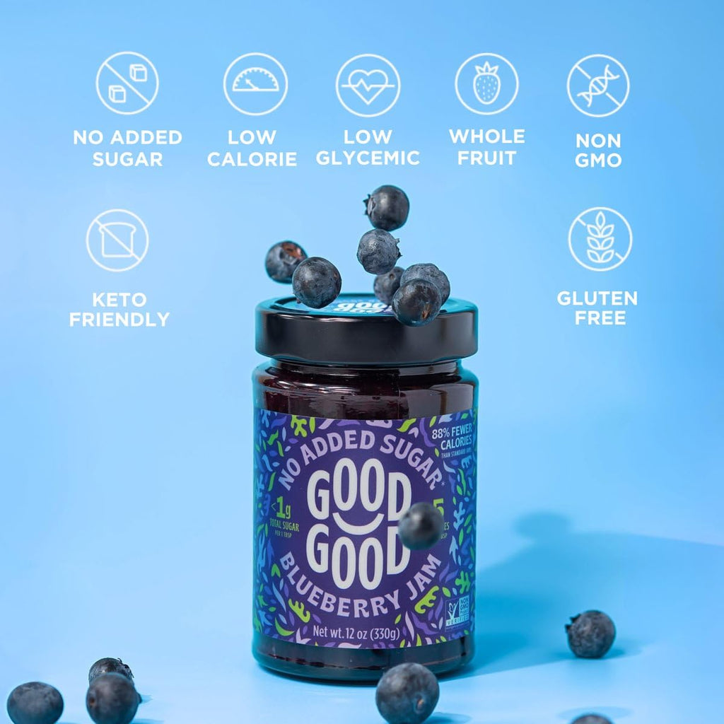 Good Good Blueberry No Sugar Jam, 6-Pack, 12 Oz.