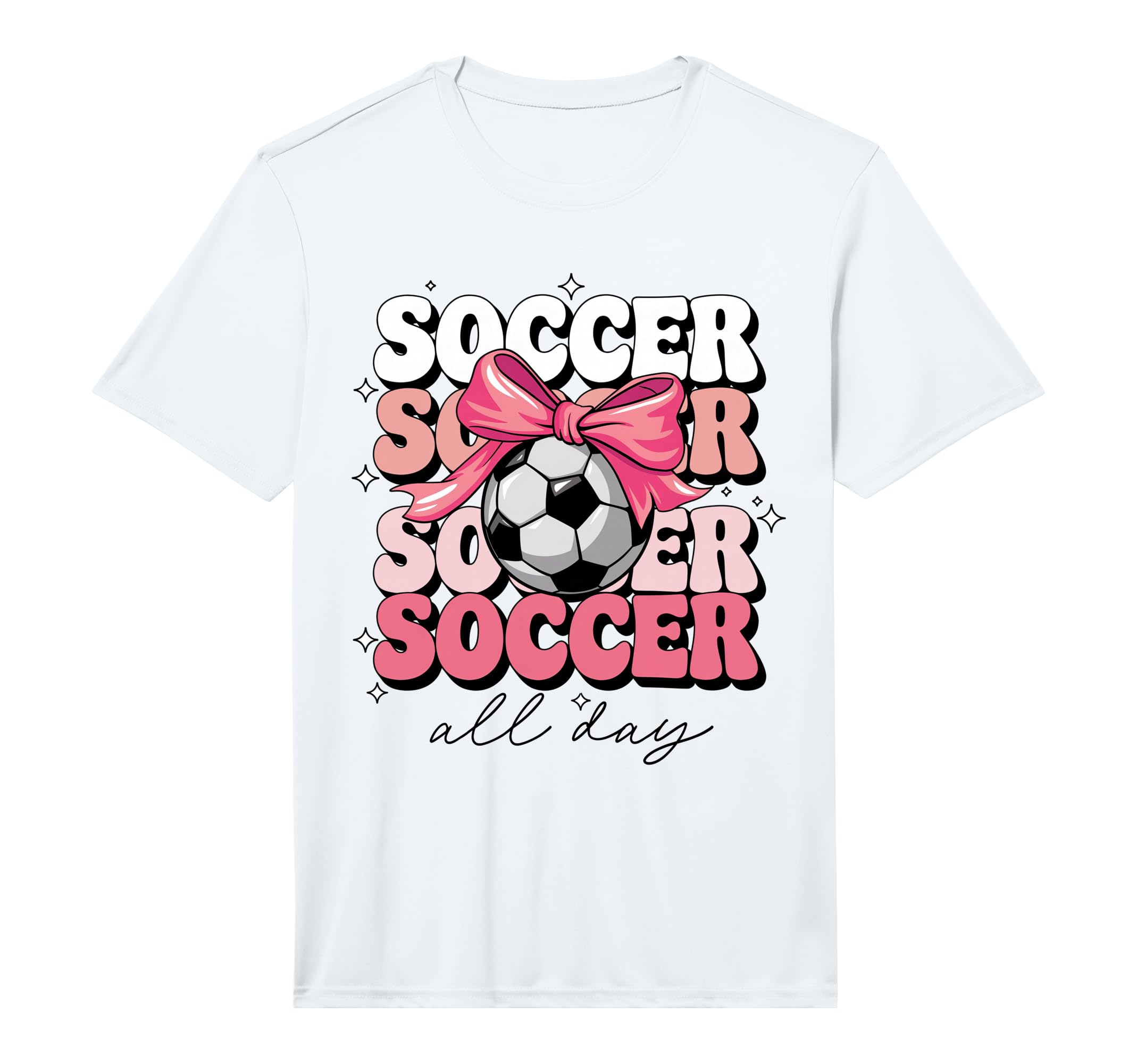 Groovy Soccer Coquette Bow Soccer All T-Shirt - Trendy Graphic for Adults