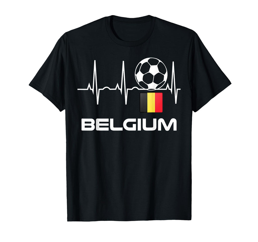 Belgium Football Belgium Soccer Heartbeat T-Shirt - Graphic Print Unisex
