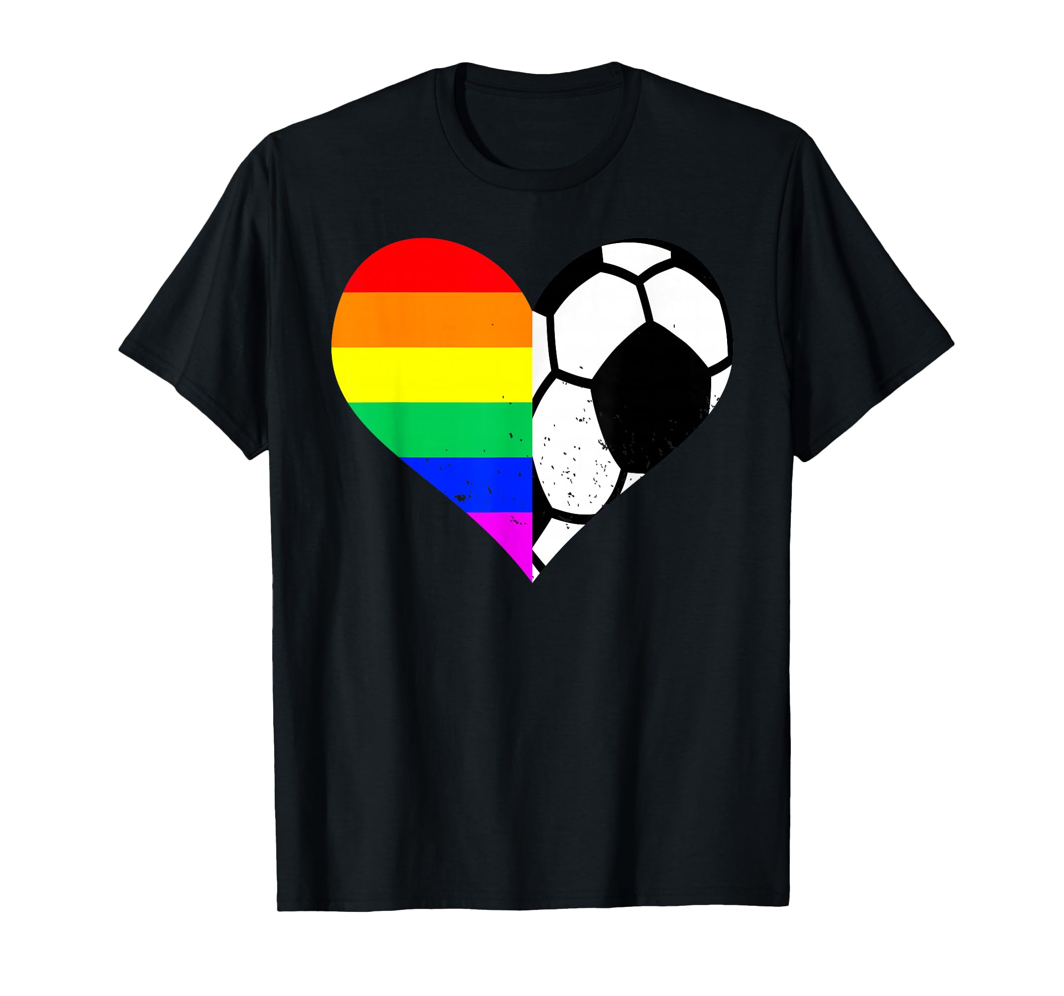 Soccer Lgbt Pride Month Rainbow Heart Funny T-Shirt - Graphic Print Unisex
