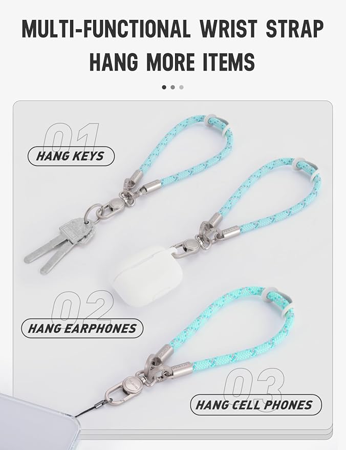 project-cb Phone Wrist Strap 1,Tether Tab 2,Phone Wristlet,Lanyard Wrist Strap,Key Holder,KeyChain,KeyRing×2(FoggyBlack-S)
