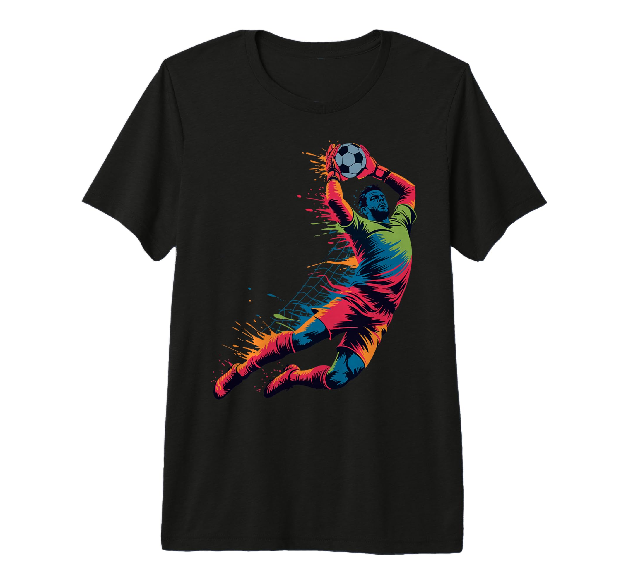 Colorful Funny Soccer Goalie Player T-Shirt - Minimalist Print Men Women