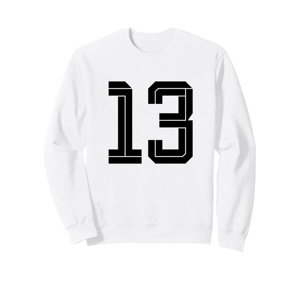13 White Number 13 Sports Fan Soccer Sweatshirt - Trendy Graphic Men Women