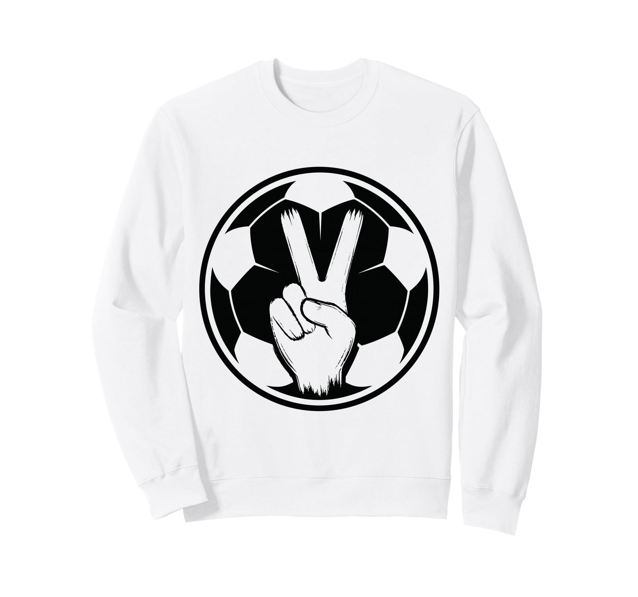 Soccer Peace Sign V Fingers Ball Sweatshirt - Aesthetic Graphic for Adults