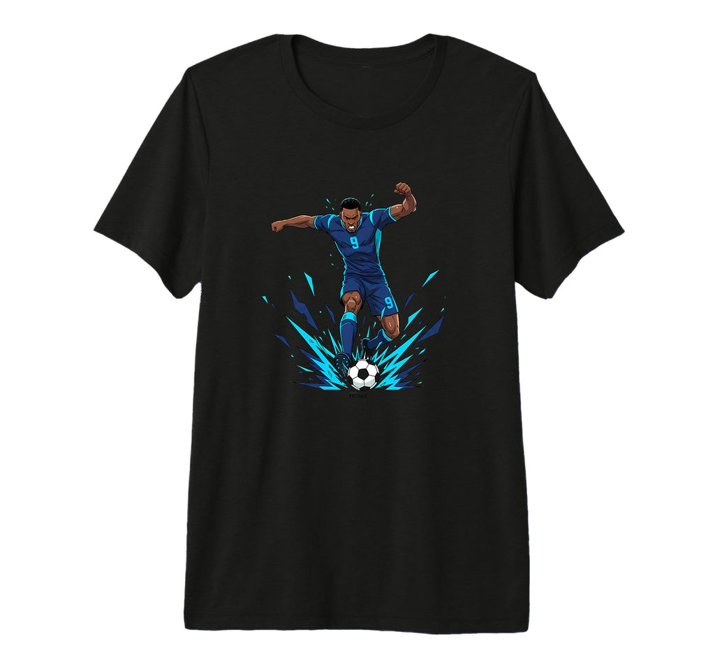 Football Soccer Blue Striker Rain T-Shirt - Aesthetic Graphic Men Women