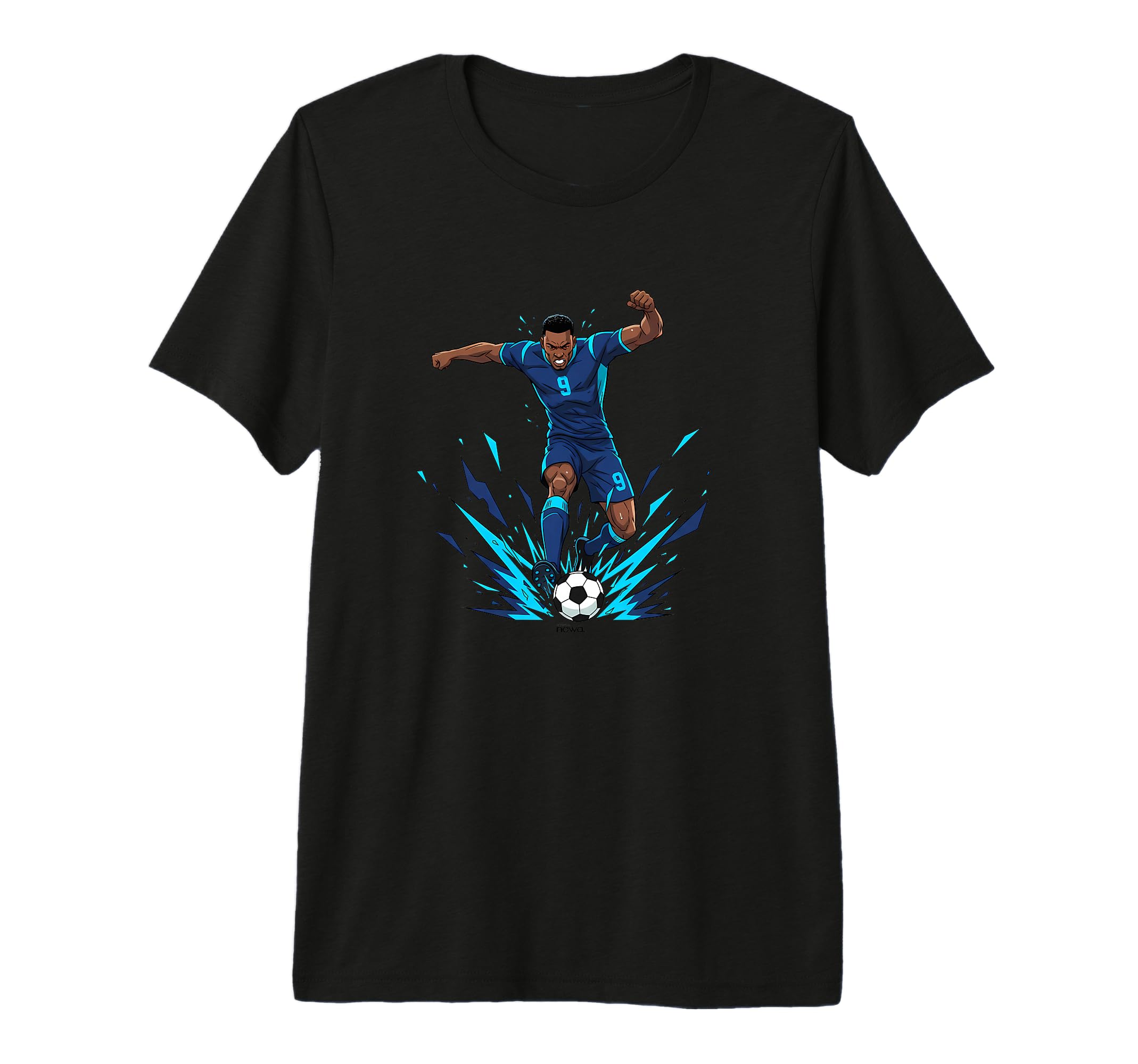 Football Soccer Blue Striker Rain T-Shirt - Aesthetic Graphic Men Women