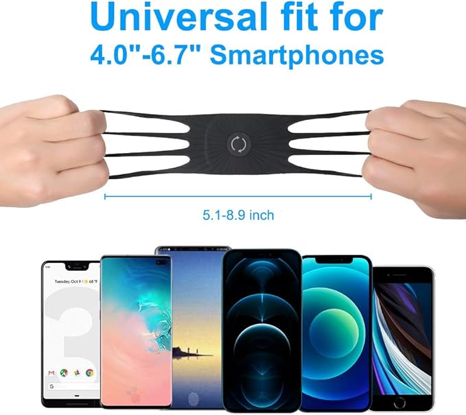 VUP Wristband Phone Holder, 360° Rotatable Forearm Armband for iPhone 15/14/13/Pro Max/Pro/Mini/12/11/SE 2020/Xs/XR/X/8/7/Plus, Fits All 4-6.7 Inch Smartphones (Black-Small)