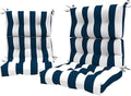 LVTXIII 2 Pack Outdoor High Back Cushions Patio Tufted Seat and Back Chair Cushions with Ties, Replacement Chair Pad for Outdoor Furniture Decoration (44” L x 22 W”, Set of 2, Cabana Navy)