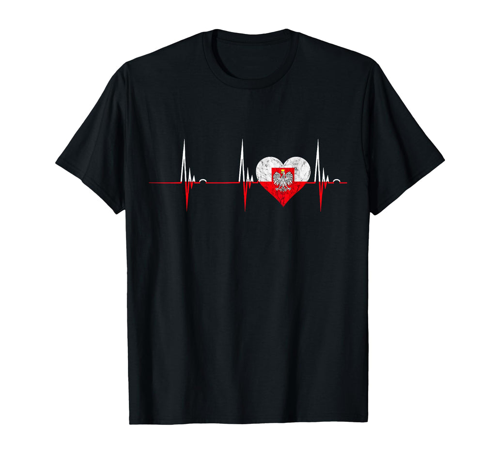 Poland Heart Pole Heartbeat Ecg T-Shirt - Custom Art Print for Adults