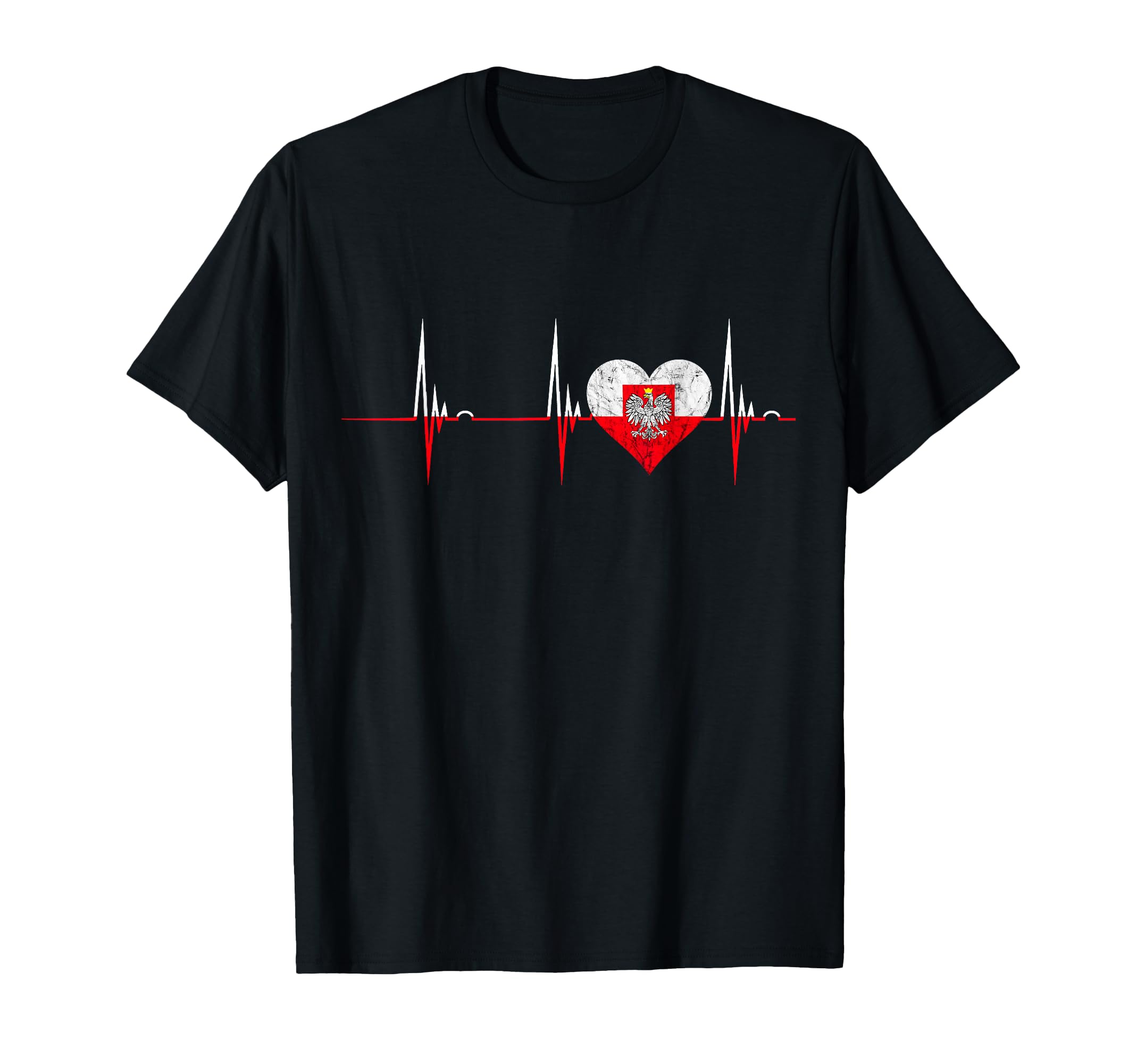 Poland Heart Pole Heartbeat Ecg T-Shirt - Custom Art Print for Adults