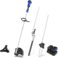 Wild Badger Power 40V Cordless Weed Wacker, String Trimmer/Edger, Hedge Trimmer and Brush Cutter Blade, Pole Saw, Attachment Capable 4-in-1 Multi-Tool Kit with 2 * 20V 4Ah Battery and 1 Charger, Blue