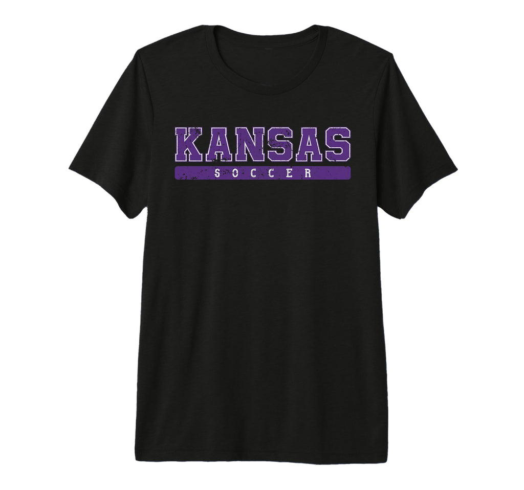 Kansas Soccer Purple Text Tri Blend T-Shirt - Trendy Graphic Unisex