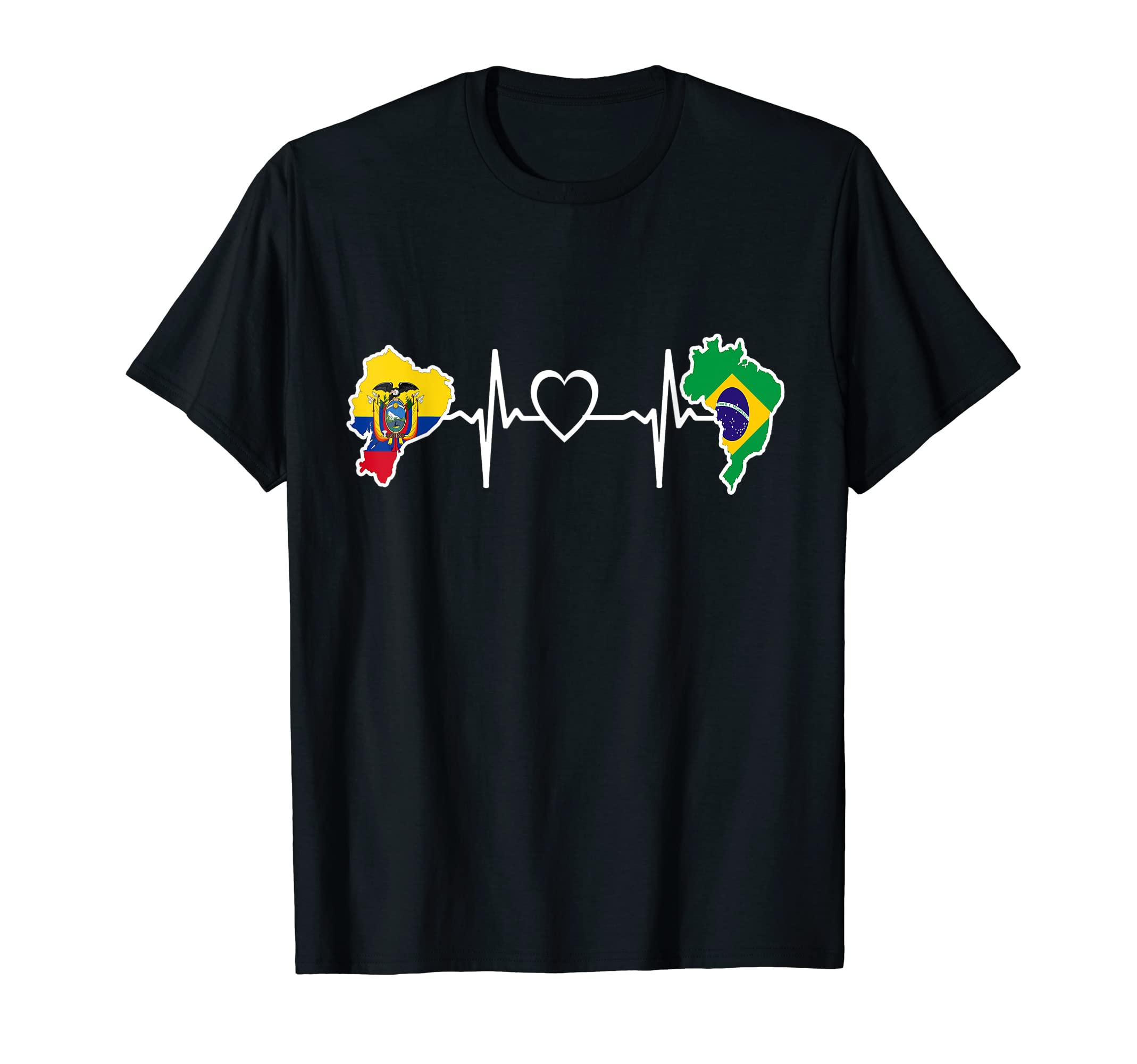 Ecuador Brazil Heartbeat Ecuadorian T-Shirt - Aesthetic Graphic Men Women