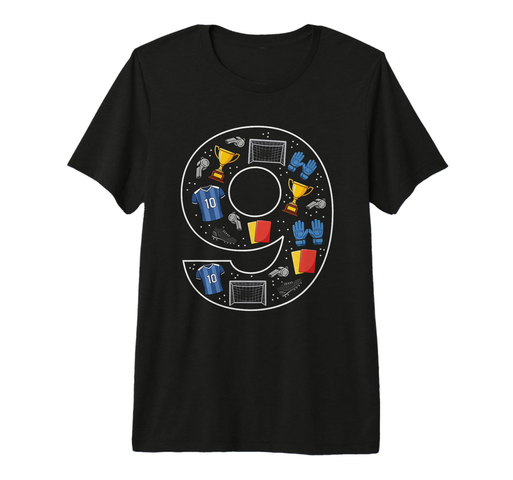 9Th Birthday 9 Year Old Football T-Shirt - Novelty Apparel for Adults