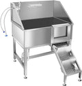 38"" Pet Dog Bathing Station W/Ramp, Professional Stainless Steel Dog Grooming Tub W/Soap Box, Faucet,Rich Accessory, Dog Bathtub for Large,Medium,Small Pets, Washing Sink for Home,R-RAMP
