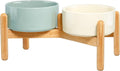 Wordcam Elevated Ceramic Dog Bowls,Raised Dog Dish with Stand,Pet Food and Water Feeding Bowls for Small Medium Dogs(6.5''Tall-28 Oz-3.6 Cups)